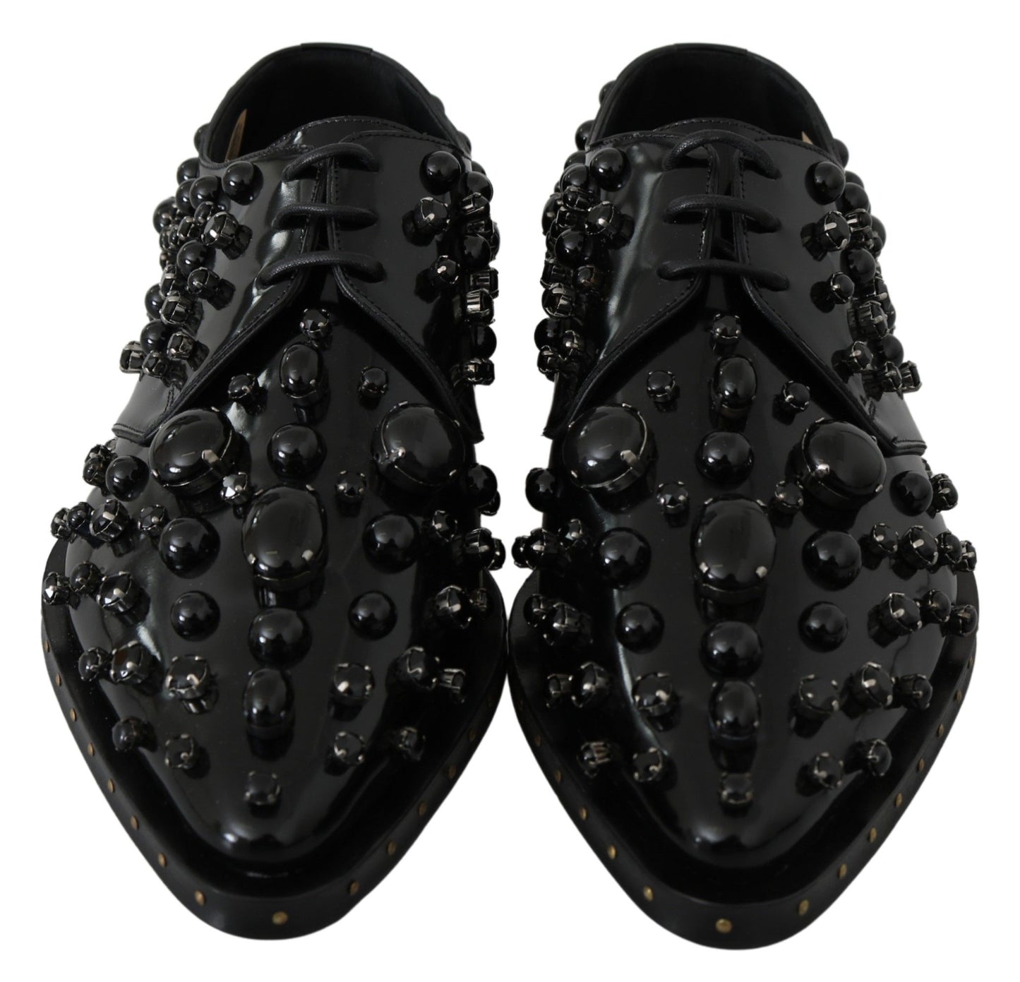 Dolce &amp; Gabbana Elegant Black Dress Shoes with Crystals