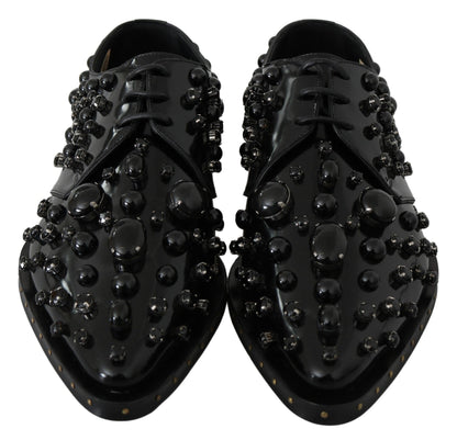 Dolce &amp; Gabbana Elegant Black Dress Shoes with Crystals