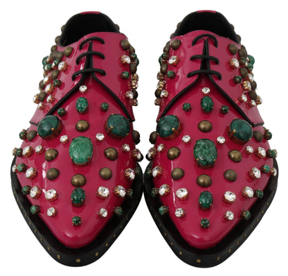 Dolce &amp; Gabbana Fuchsia Pink Crystal Patent Flats