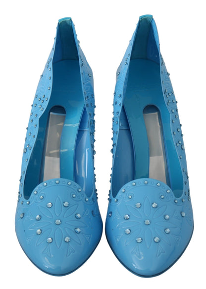 Dolce &amp; Gabbana Crystal Embellished Blue Cinderella Pumps