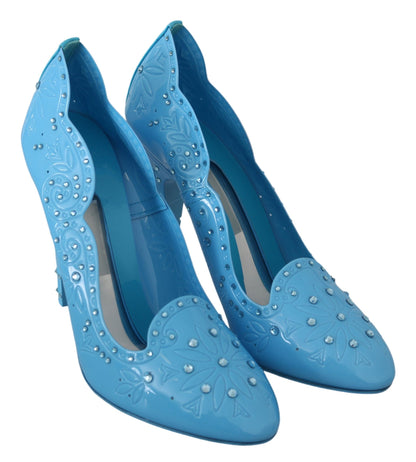 Dolce &amp; Gabbana Crystal Embellished Blue Cinderella Pumps