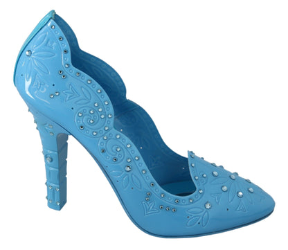 Dolce &amp; Gabbana Crystal Embellished Blue Cinderella Pumps