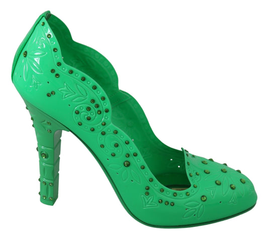 Dolce &amp; Gabbana Enchanting Crystal Cinderella Pumps in Lush Green