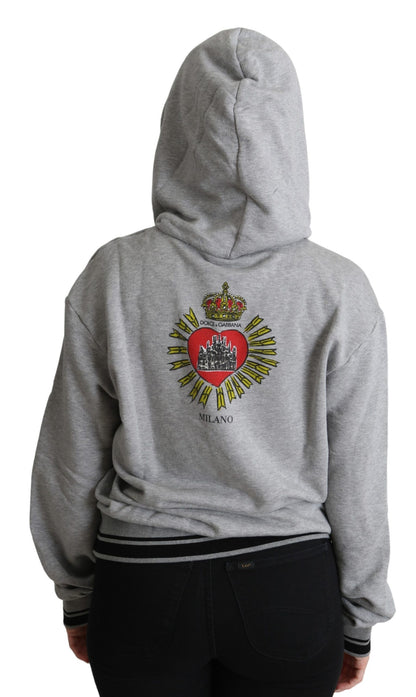 Dolce &amp; Gabbana Exclusive Hooded Gray Cotton Sweater