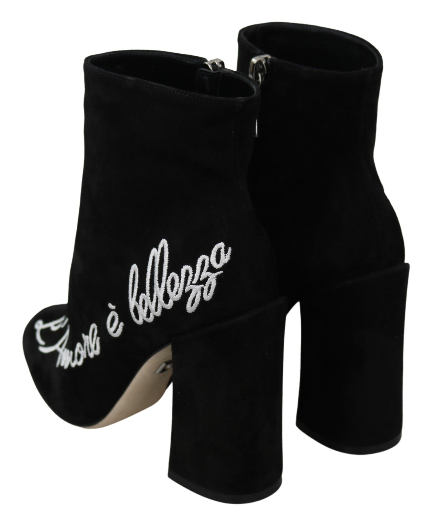 Dolce &amp; Gabbana Embroidered Ankle Boots in Lambskin Suede