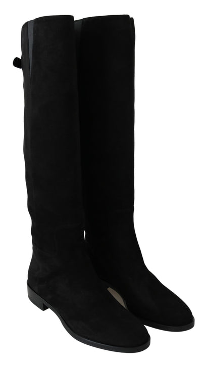 Dolce &amp; Gabbana Elegant Black Suede Knee High Boots