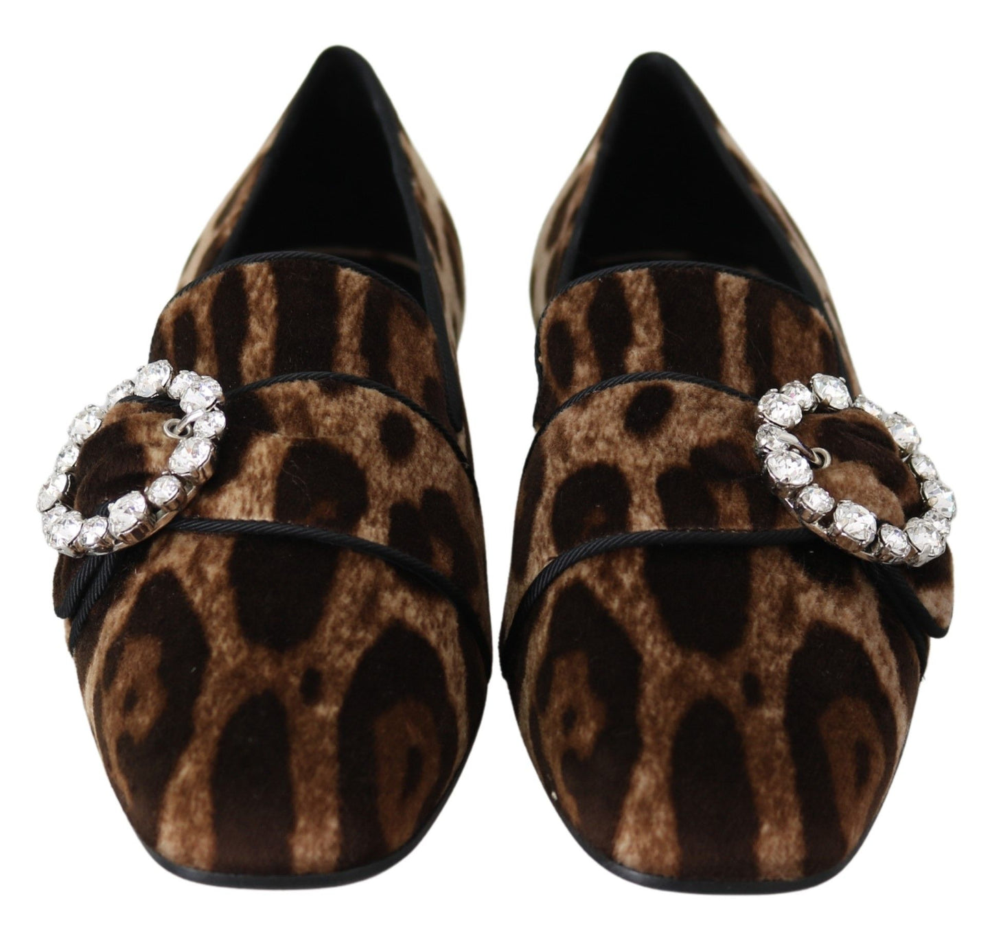 Dolce &amp; Gabbana Leopard Print Crystal Embellished Loafers