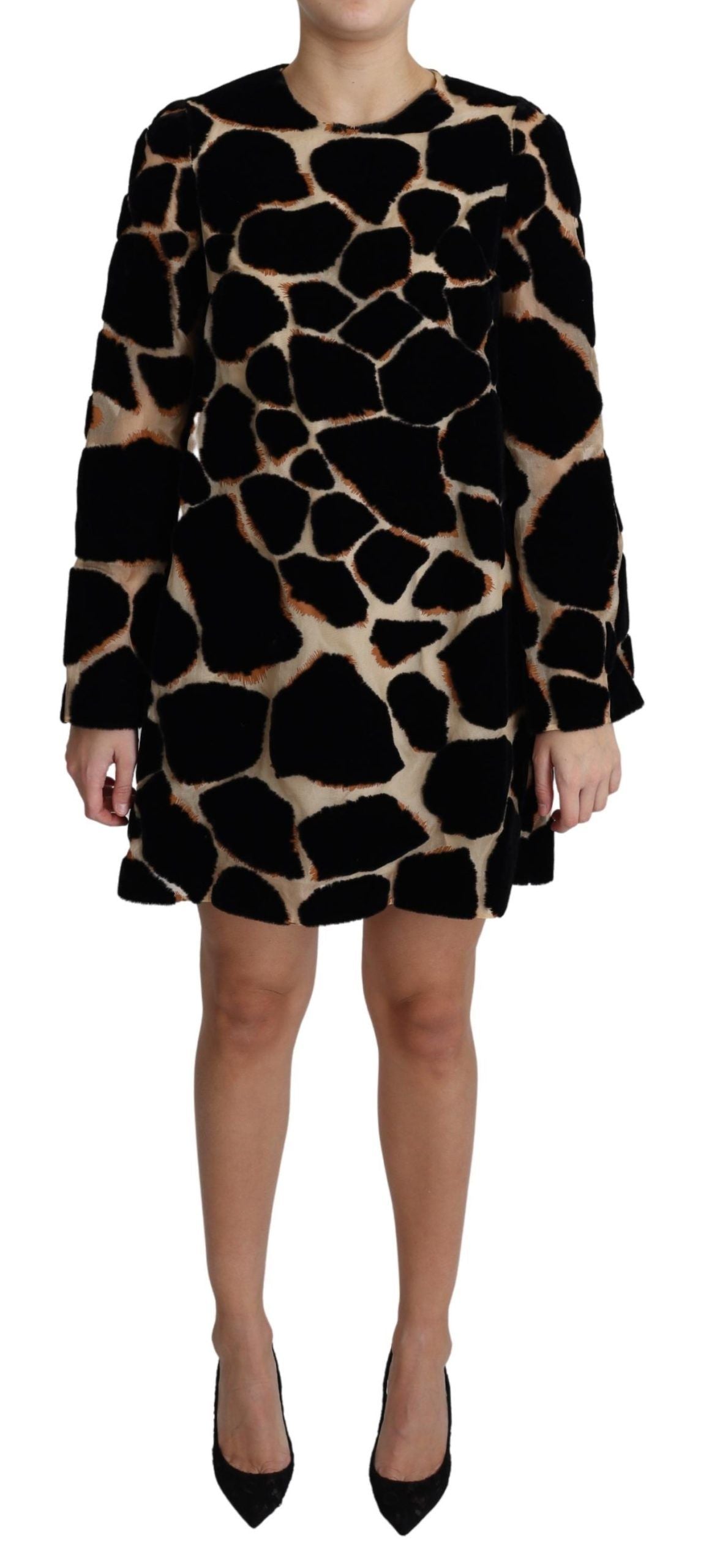 Dolce &amp; Gabbana Chic Giraffe Print Shift Mini Dress