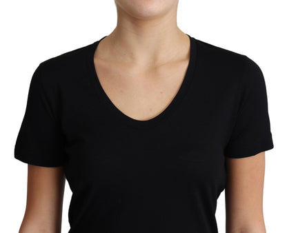 Dolce &amp; Gabbana Elegant Black Wool Round Neck T-Shirt