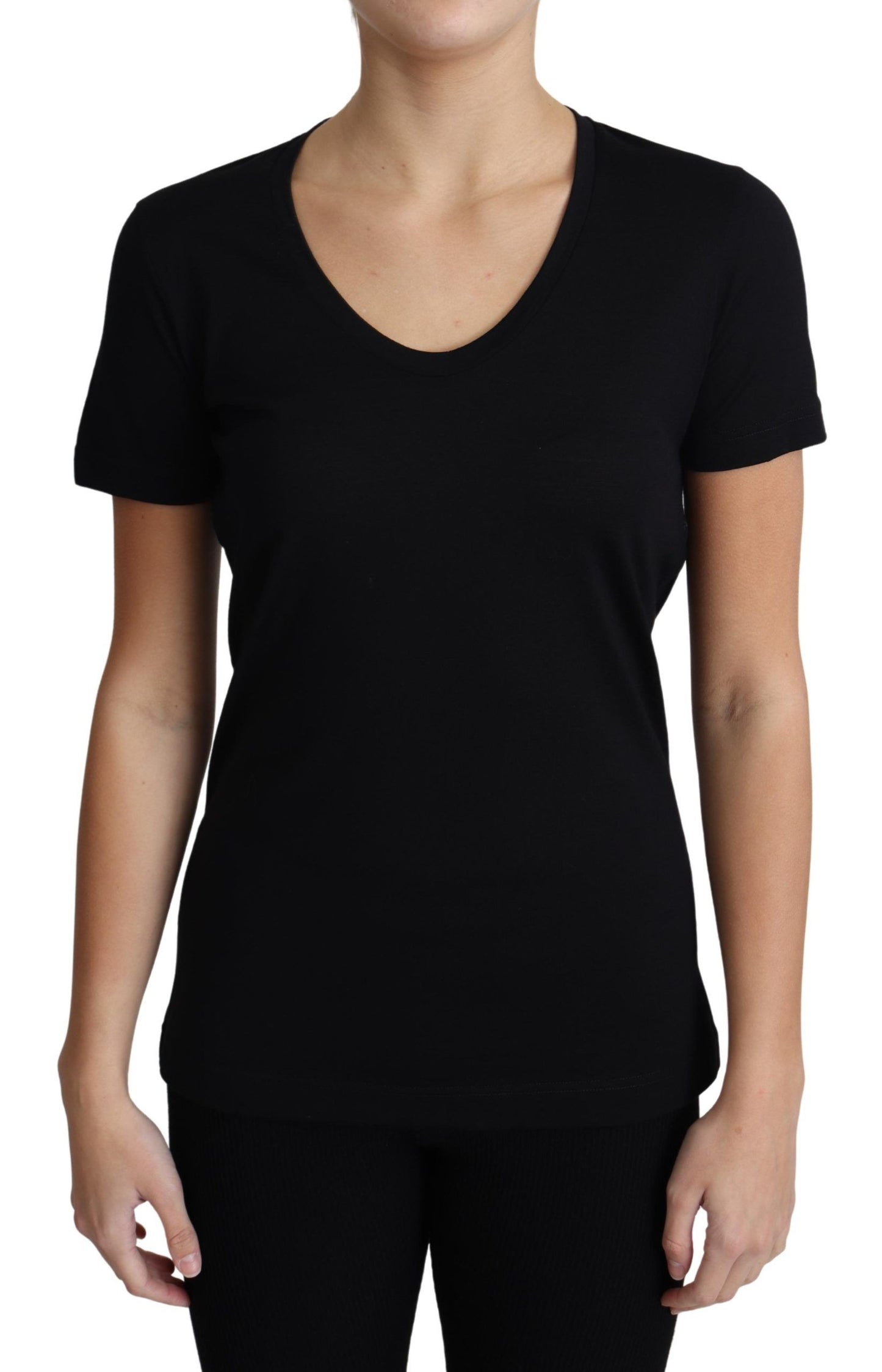 Dolce &amp; Gabbana Elegant Black Wool Round Neck T-Shirt