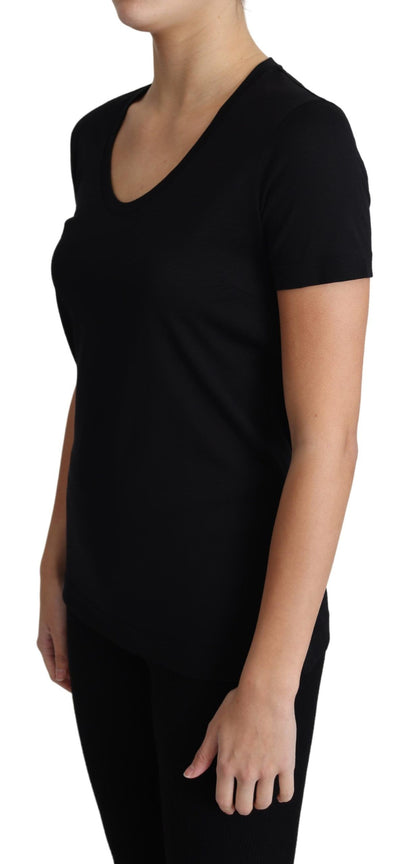 Dolce &amp; Gabbana Elegant Black Wool Round Neck T-Shirt