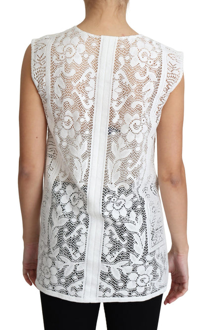 Dolce &amp; Gabbana Chic Lace Floral Sleeveless Top