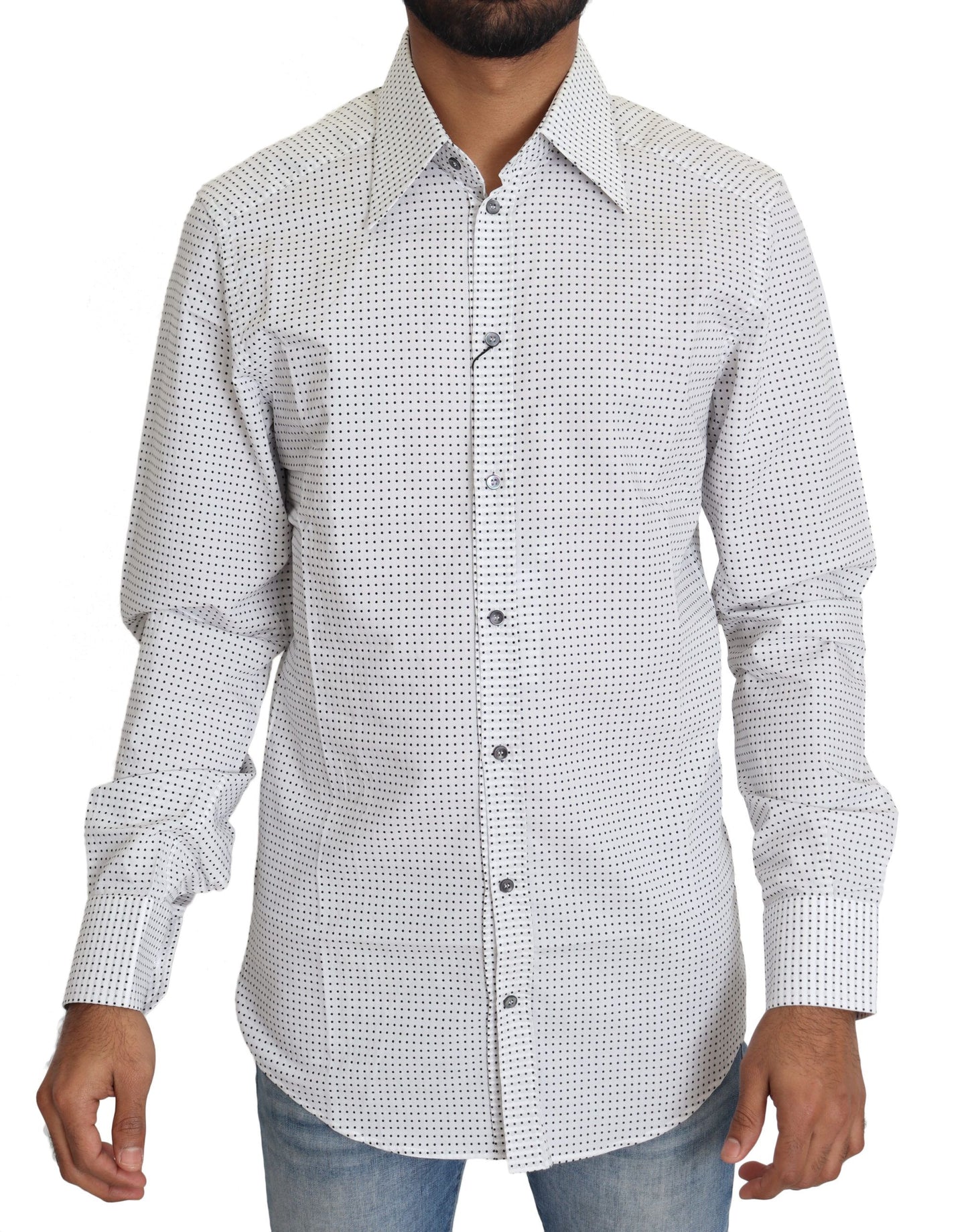 Dolce &amp; Gabbana Elegant Slim Fit Polka Dot Dress Shirt