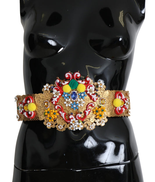 Dolce &amp; Gabbana Gold-Tone Floral Crystal Waist Belt