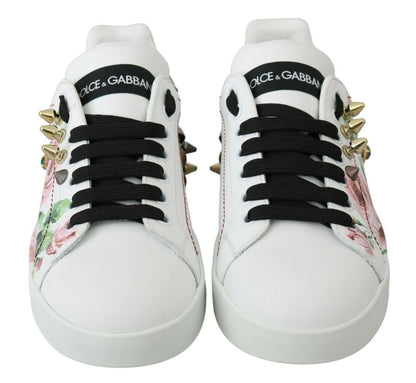 Dolce &amp; Gabbana Floral Crystal-Embellished Leather Sneakers