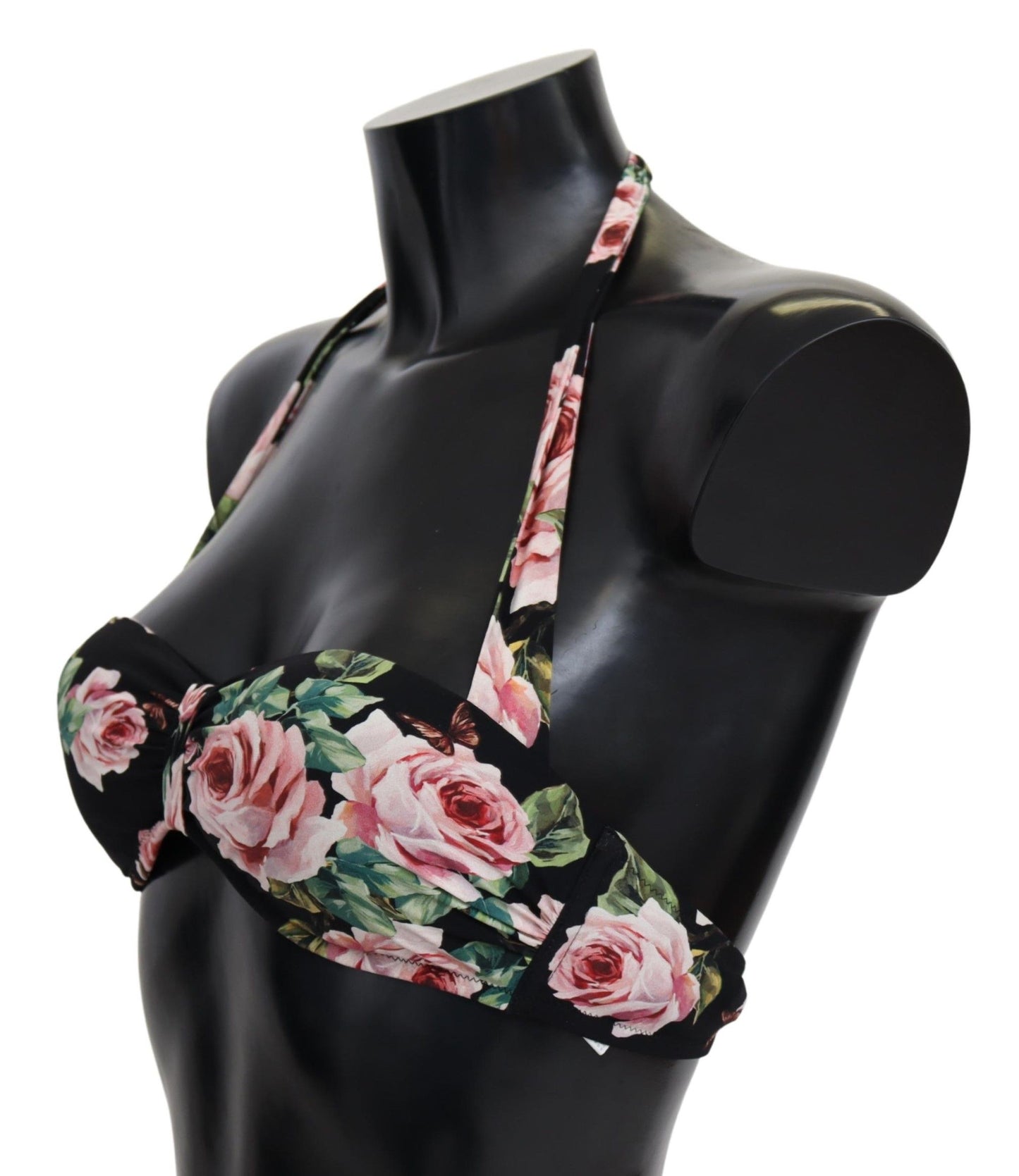 Dolce &amp; Gabbana Elegant Black Floral Bikini Top