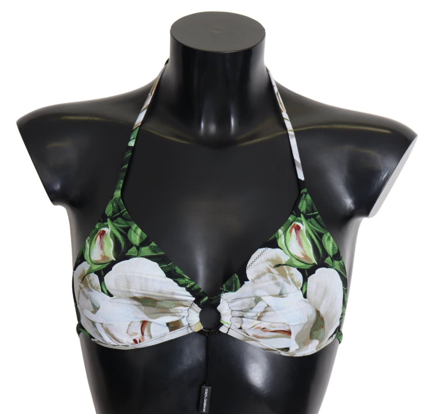 Dolce &amp; Gabbana Floral Print Bikini Top with Logo Clasp