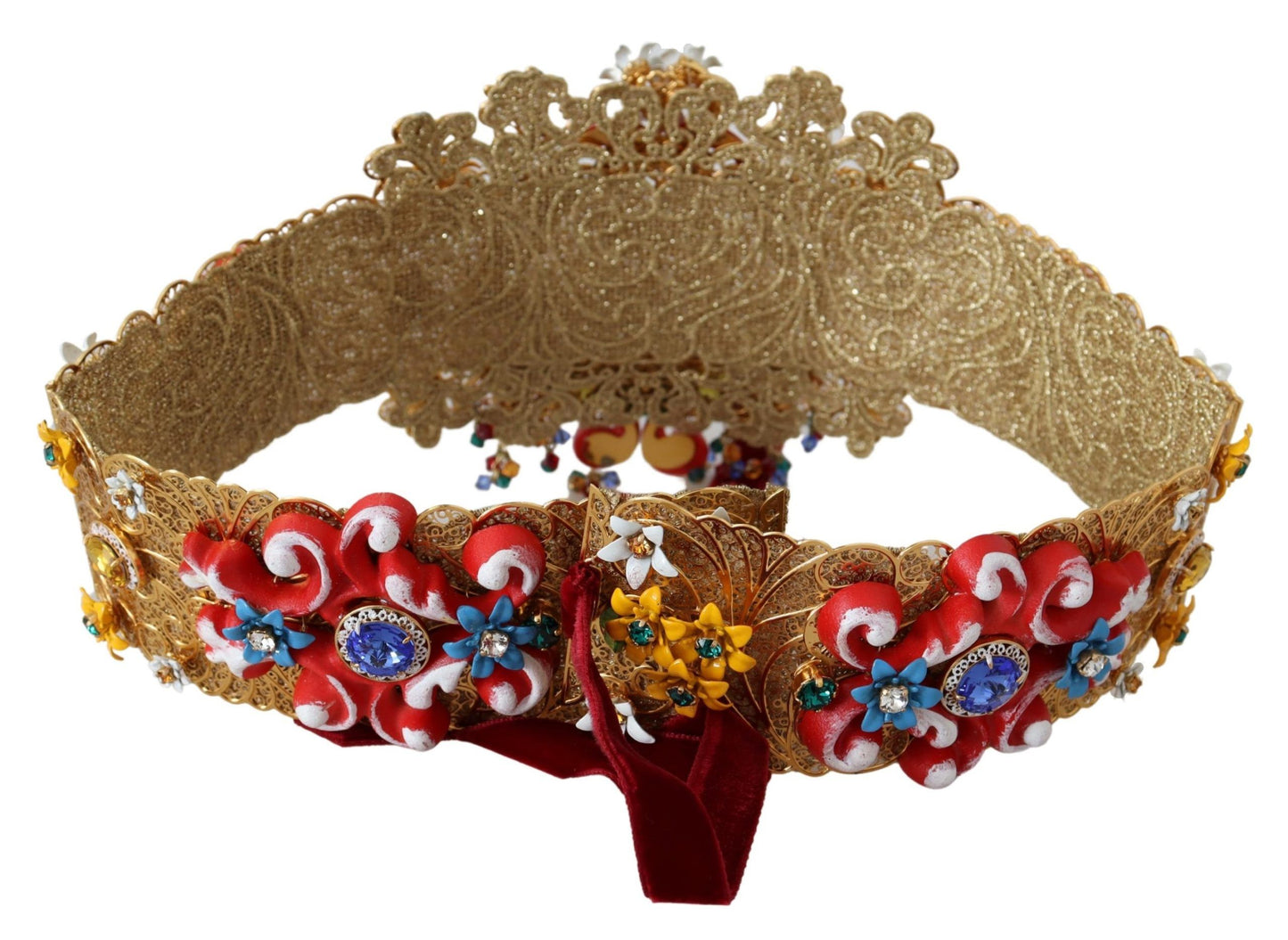 Dolce &amp; Gabbana Gold-Tone Floral Crystal Waist Belt