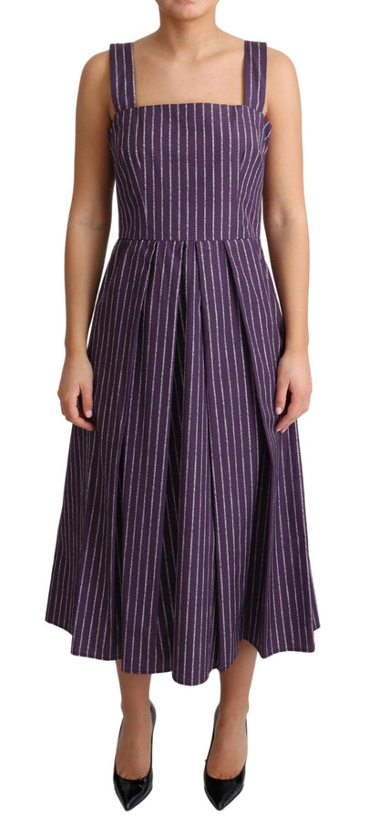 Dolce & Gabbana Elegant Sleeveless A-Line Purple Stripe Dress