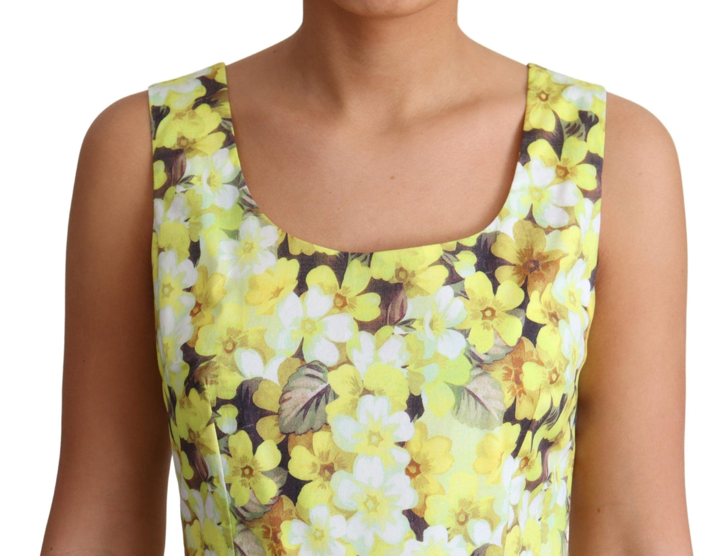 Dolce &amp; Gabbana Elegant Yellow Floral A-Line Sleeveless Dress