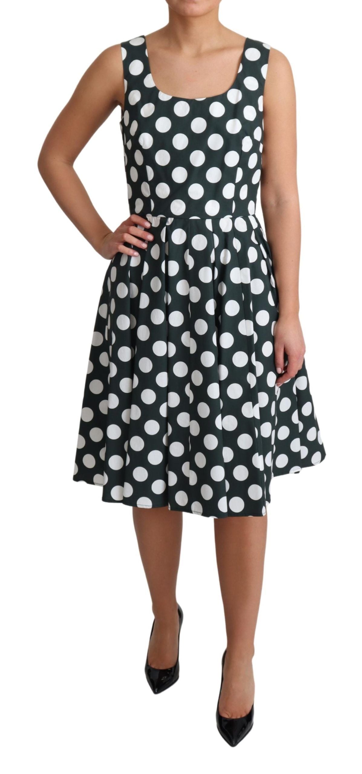 Dolce &amp; Gabbana Chic Polka Dot A-line Sleeveless Dress