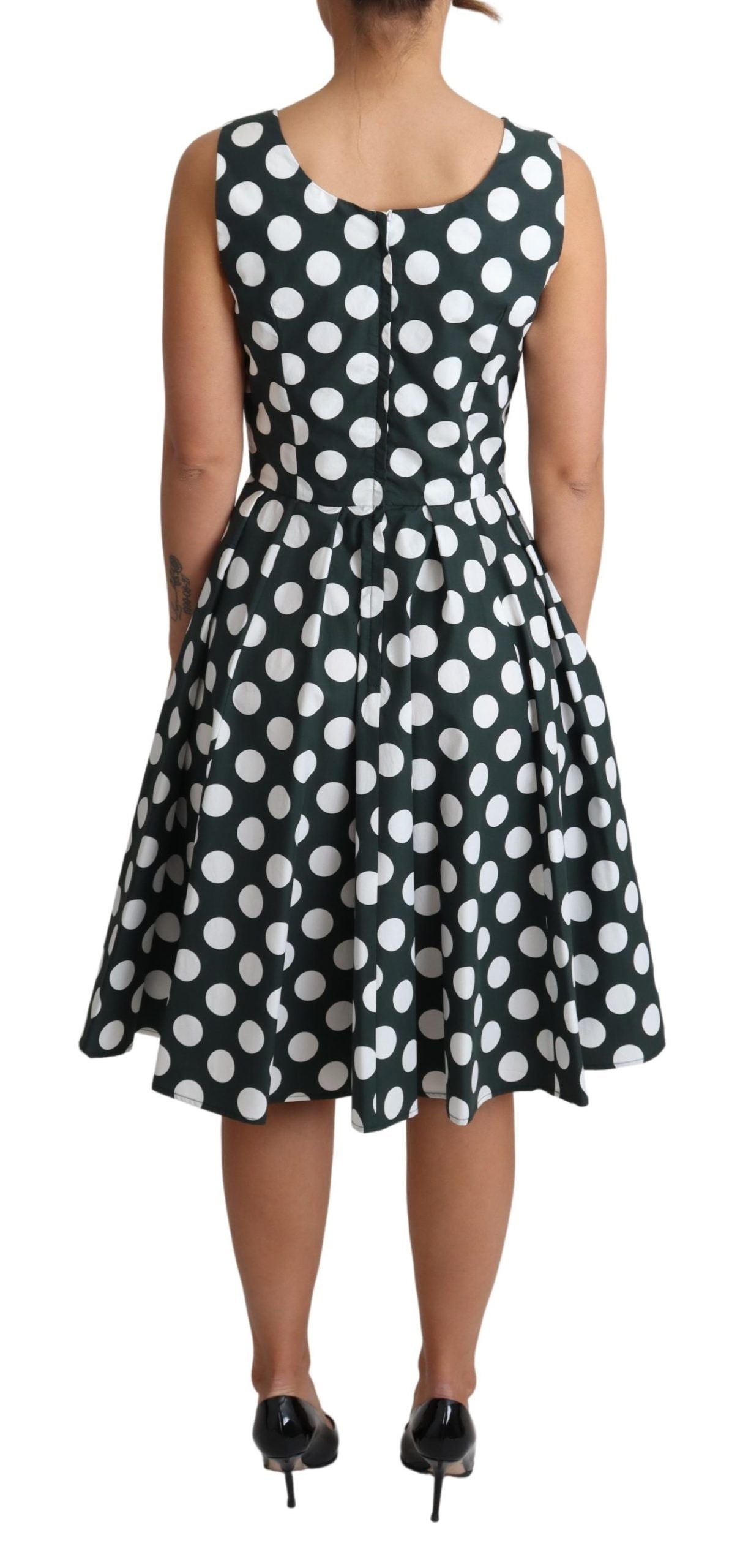 Dolce &amp; Gabbana Chic Polka Dot A-line Sleeveless Dress