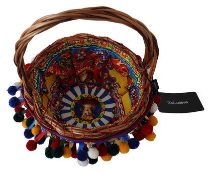 Dolce &amp; Gabbana Multicolor Embellished Wicker Tote