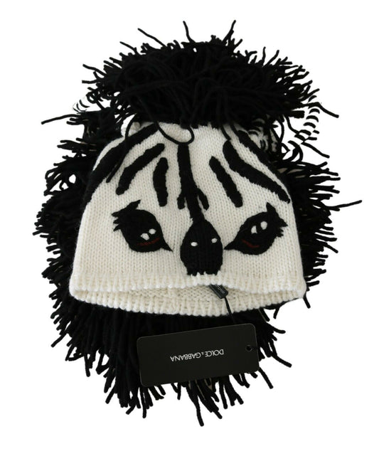 Dolce &amp; Gabbana Black and White Knitted Cashmere Beanie