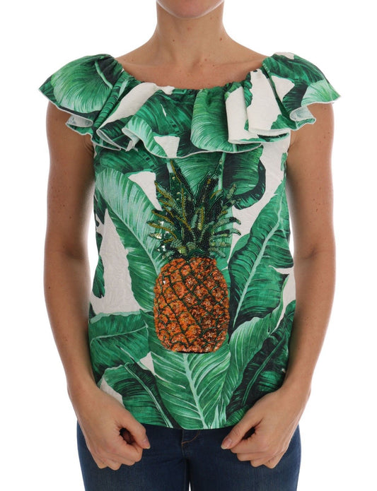 Dolce &amp; Gabbana Elegant Sequined Pineapple Blouse