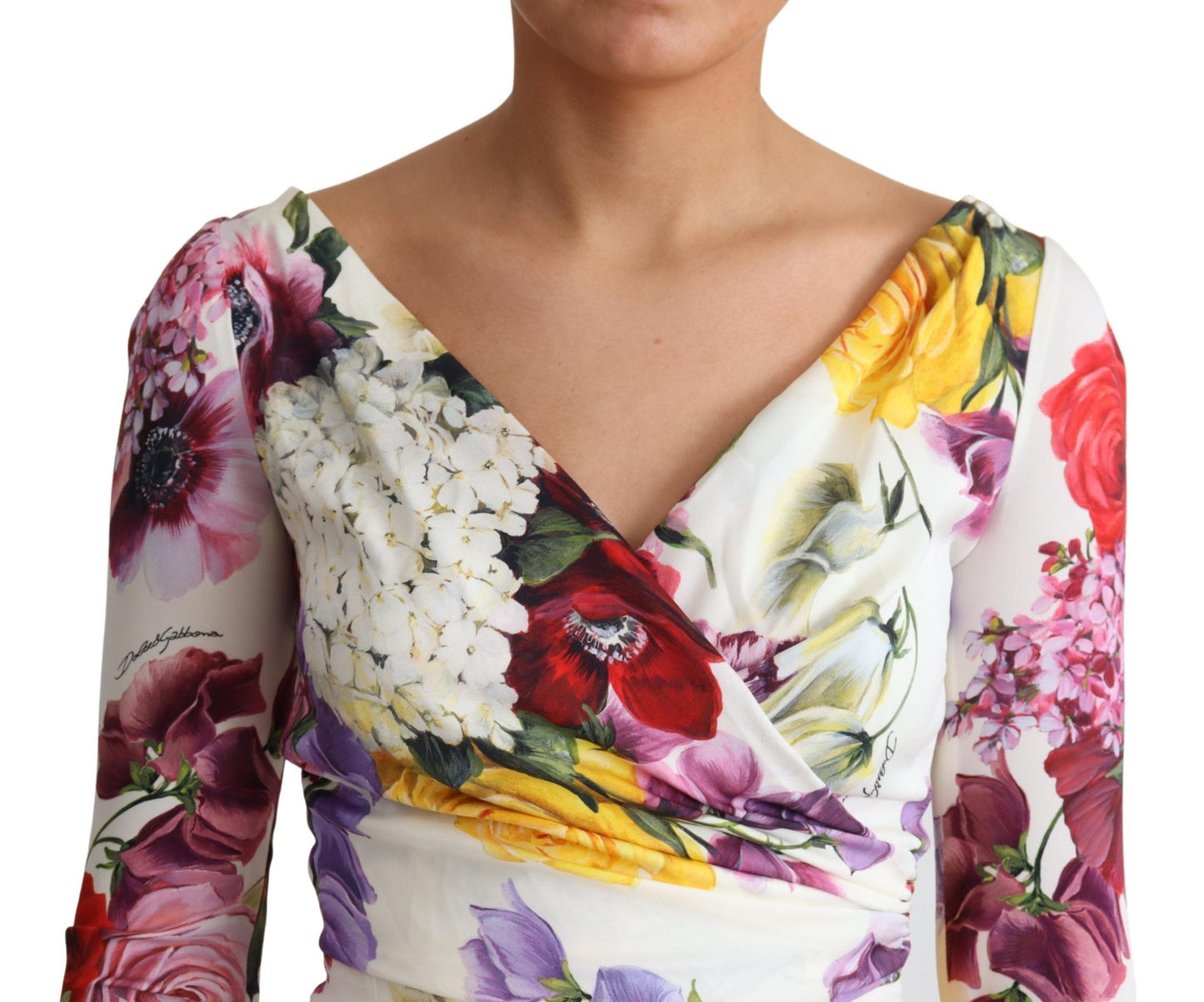 Dolce &amp; Gabbana Elegant Floral Sheath Silk Dress