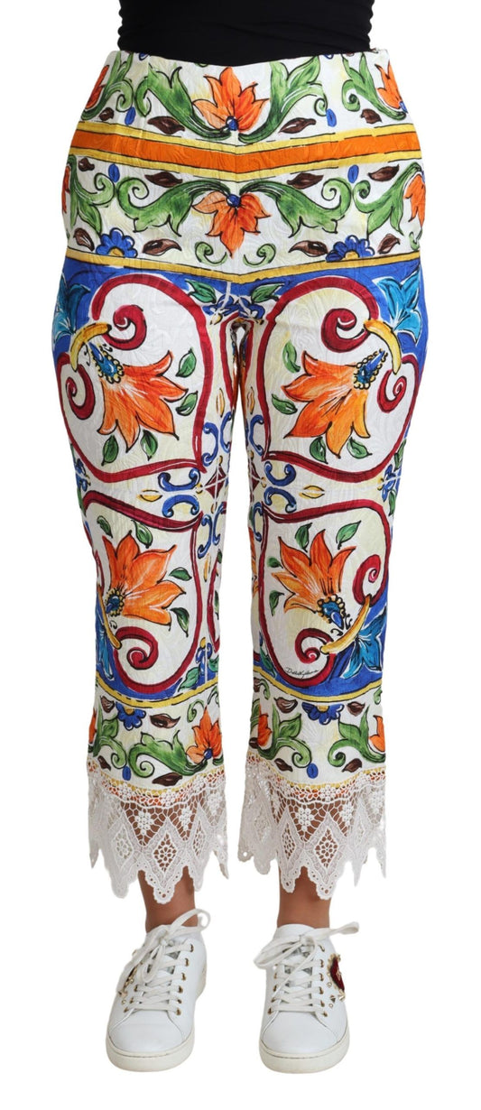 Dolce &amp; Gabbana Majolica High Waist Cropped Trousers