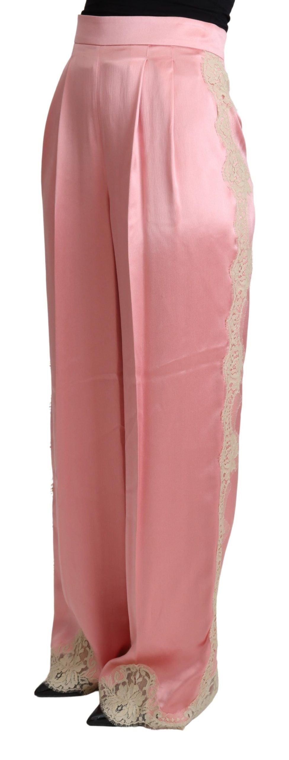 Dolce &amp; Gabbana Silk Blend Satin Wide-Leg Pants in Pink