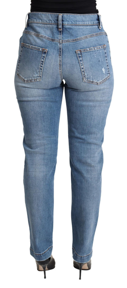 Dolce &amp; Gabbana Chic High-Waisted Tattered Skinny Jeans