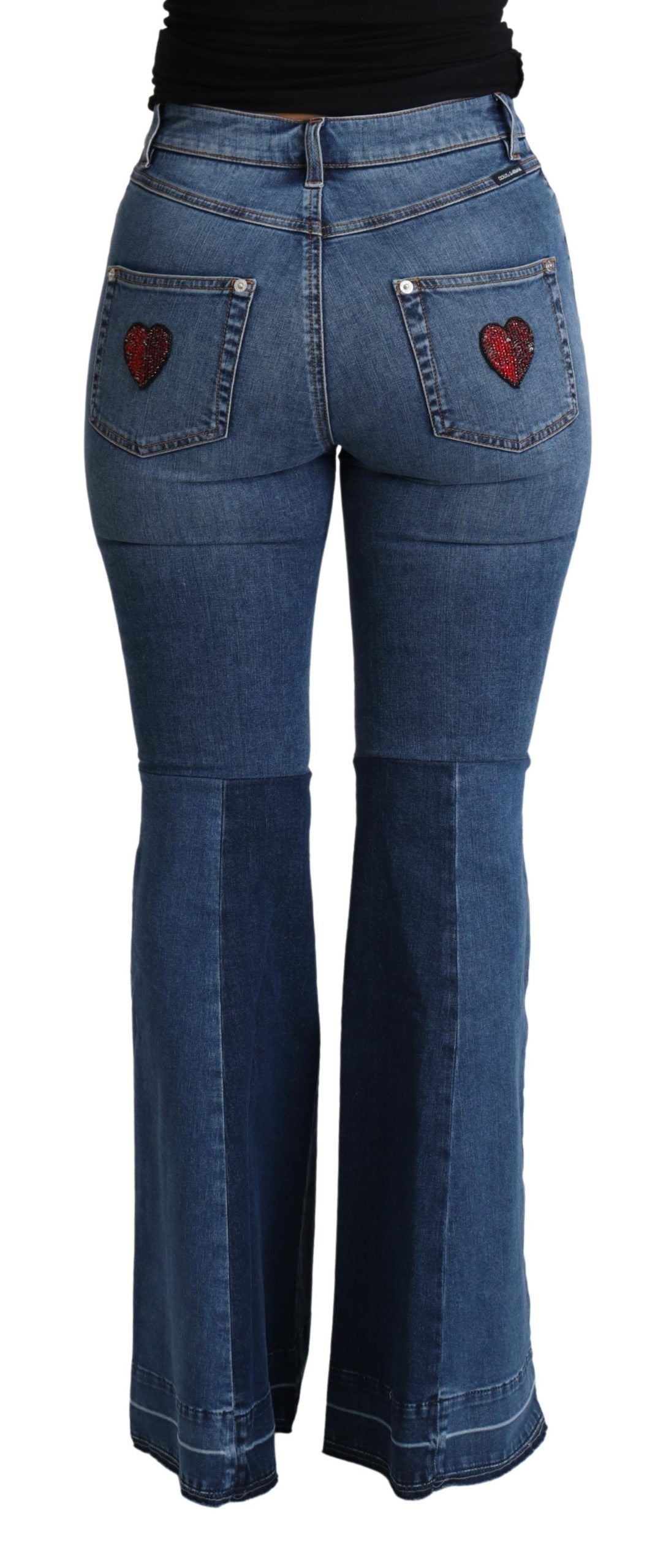 Dolce &amp; Gabbana Elegant Boot Cut Denim Jeans with Amore Patch