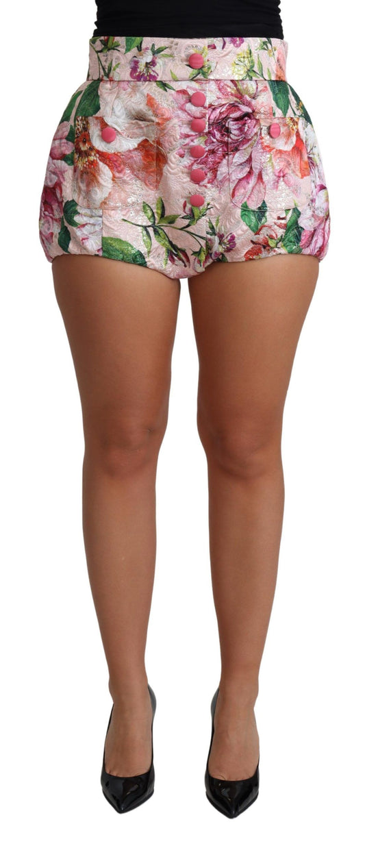 Dolce &amp; Gabbana Chic Pink Floral High-Waist Hot Pants