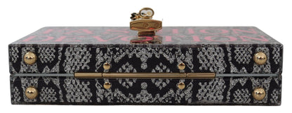 Dolce & Gabbana Gray Resin Dolce Box Clutch with Gold Details