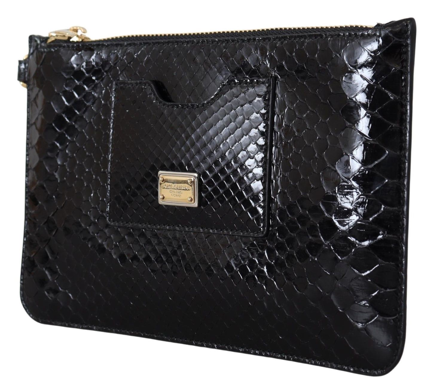 Dolce & Gabbana Exotic Leather Black Wristlet Wallet