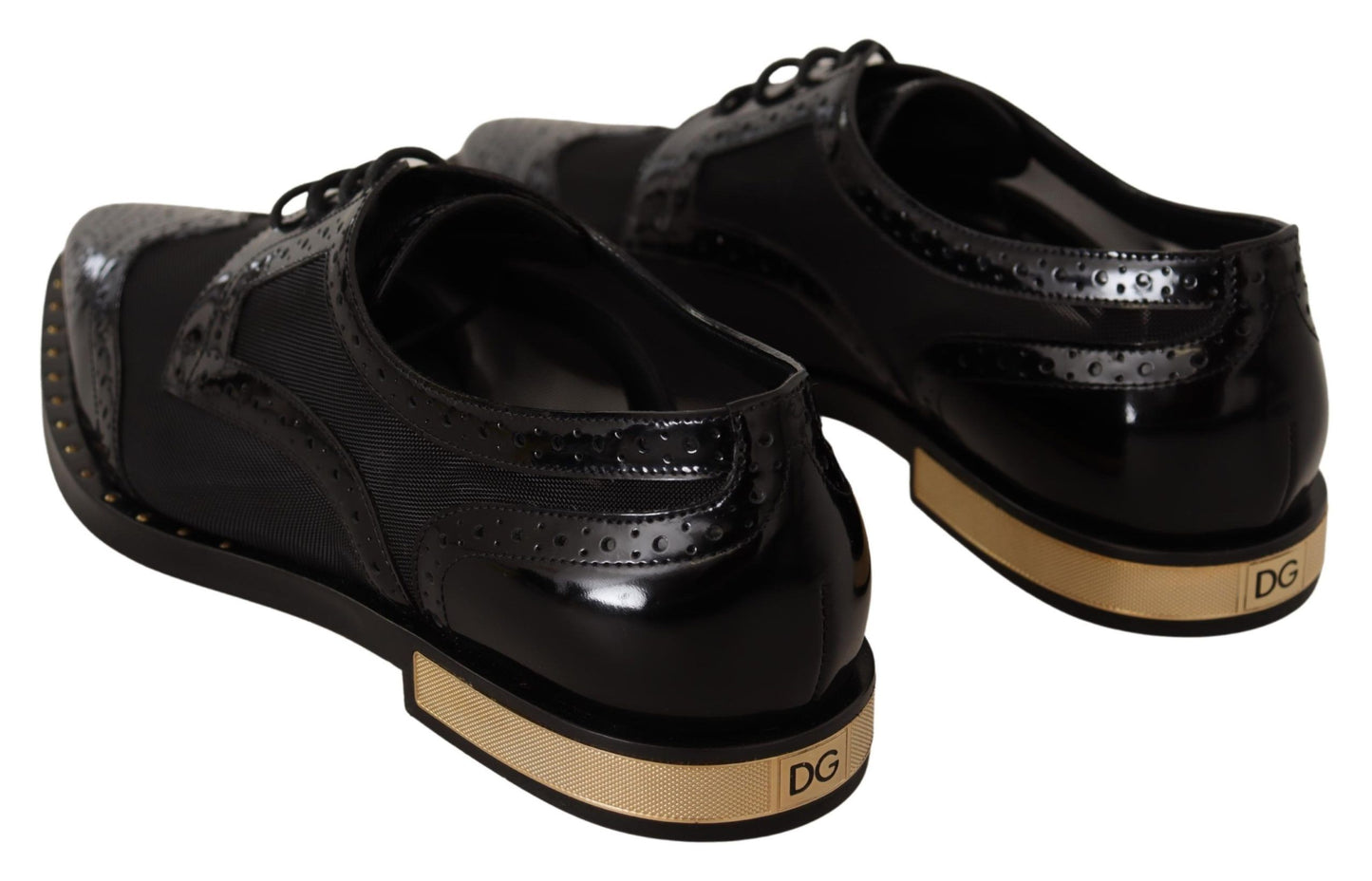 Dolce &amp; Gabbana Elegant Gold-Trimmed Black Oxford Lace-Ups