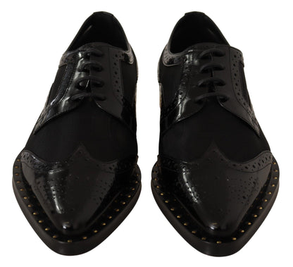 Dolce &amp; Gabbana Elegant Gold-Trimmed Black Oxford Lace-Ups