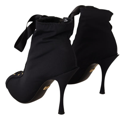 Dolce &amp; Gabbana Elegant Ankle Open Toe Heel Boots