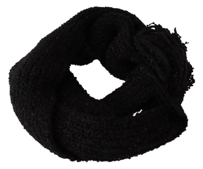 Dolce &amp; Gabbana Elegant Black Wool-Blend Designer Scarf