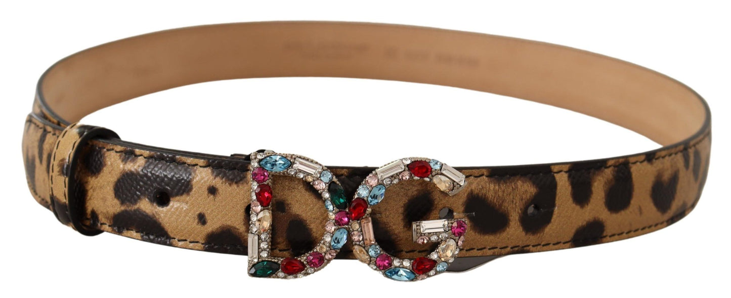 Dolce &amp; Gabbana Elegant Crystal-Embellished Leopard Belt