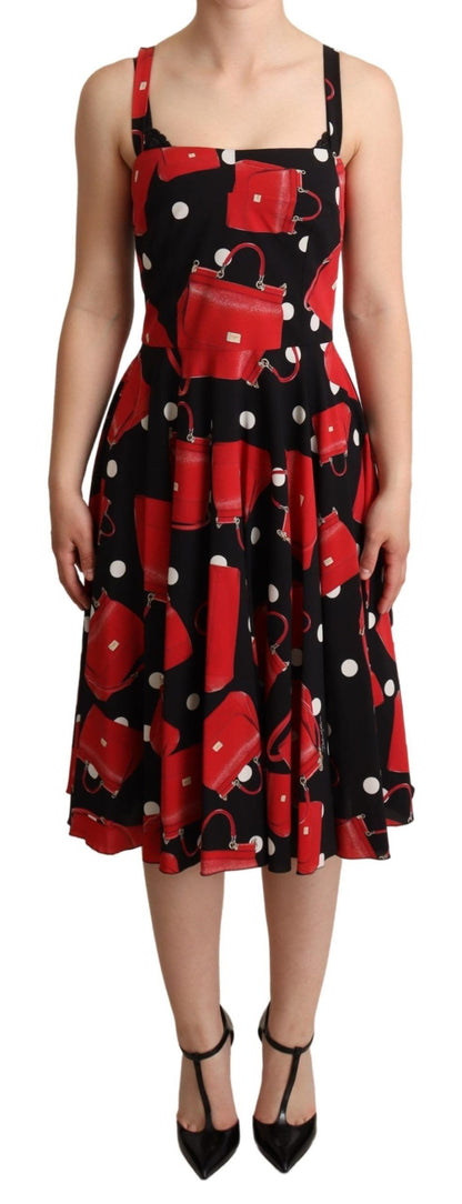 Dolce &amp; Gabbana Sicilian Bag Print Sleeveless Midi Dress