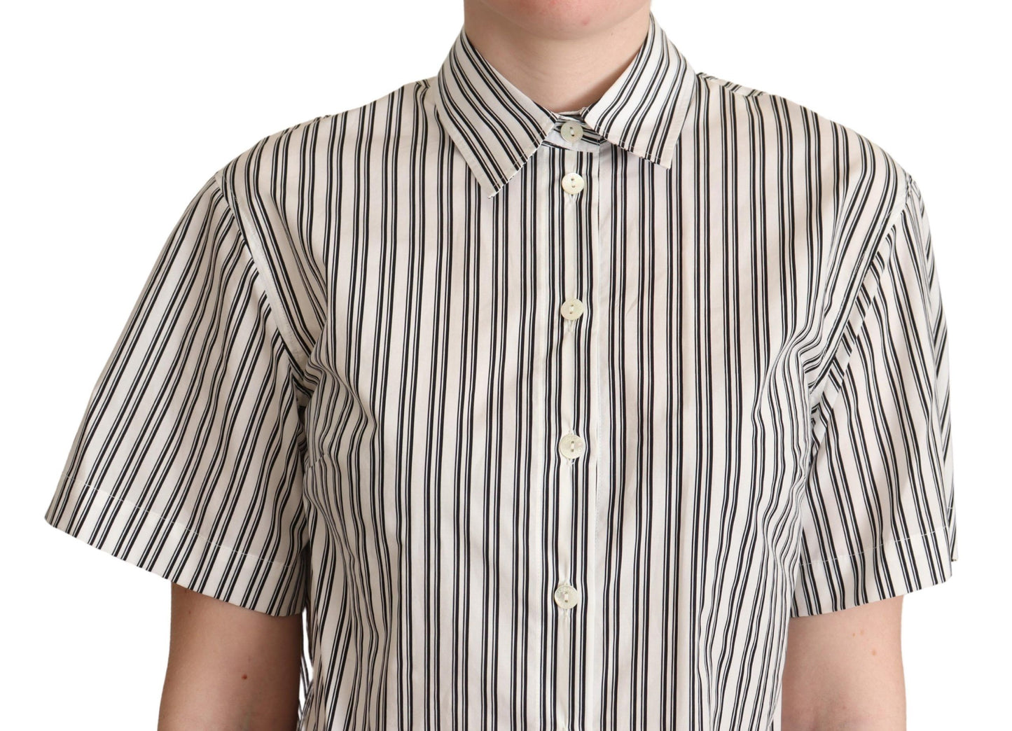 Dolce &amp; Gabbana Elegant Striped Cotton Polo Top