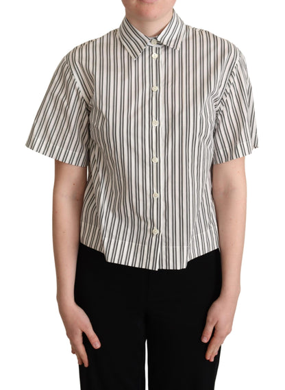 Dolce &amp; Gabbana Elegant Striped Cotton Polo Top