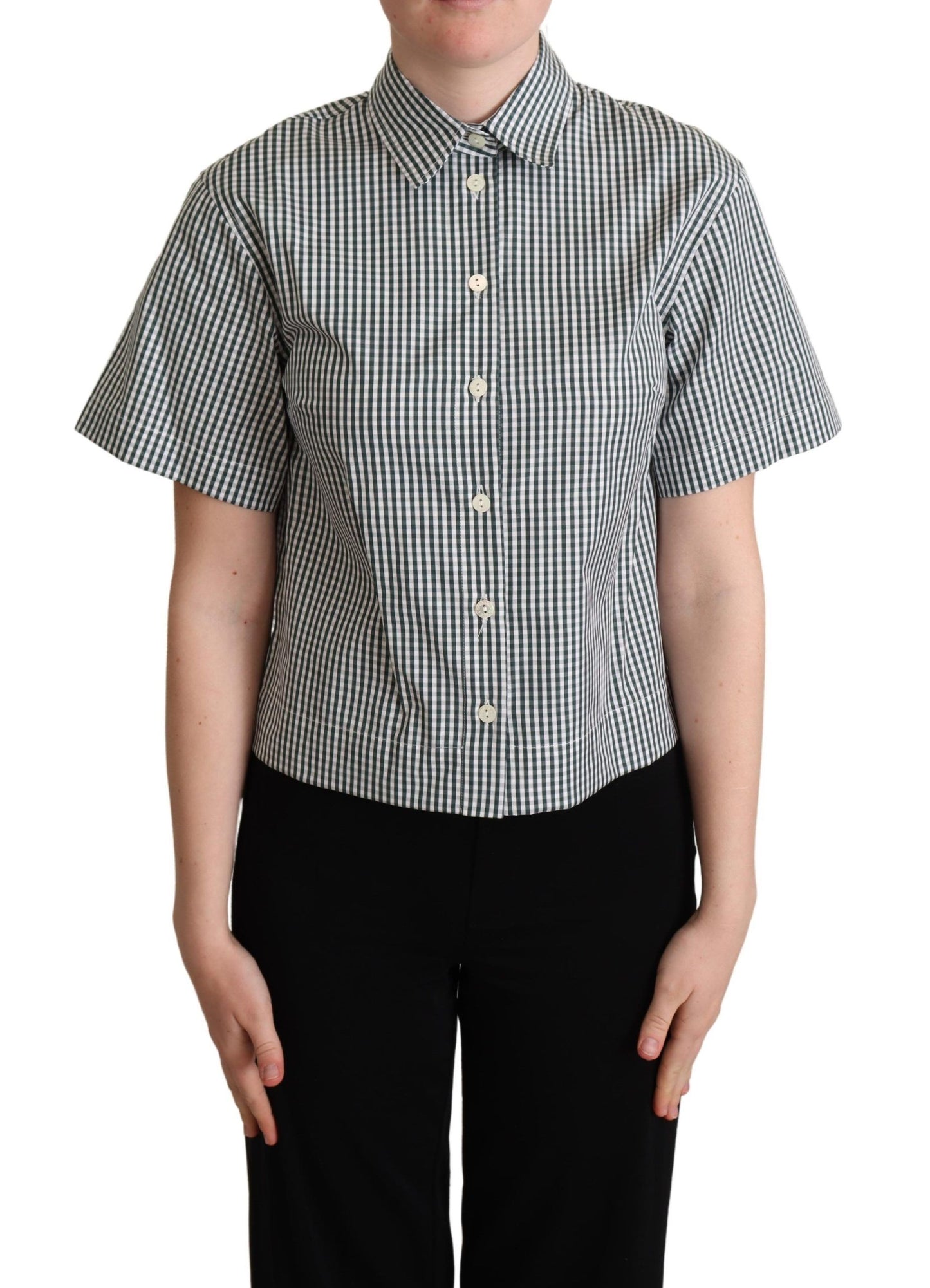 Dolce &amp; Gabbana Elegant Checkered Cotton Polo Top