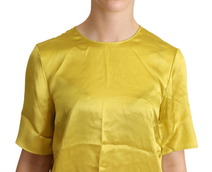 Dolce &amp; Gabbana Elegant Silk Short Sleeve Blouse Top - Yellow