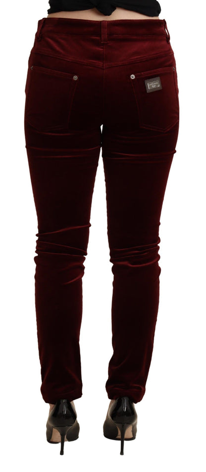 Dolce &amp; Gabbana Exquisite Bordeaux Red Skinny Pants