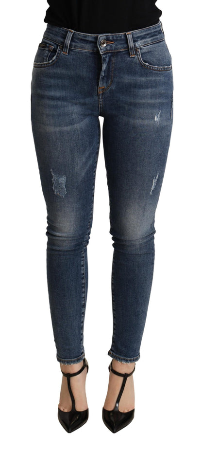 Dolce &amp; Gabbana Elegant Mid Waist Skinny Blue Jeans