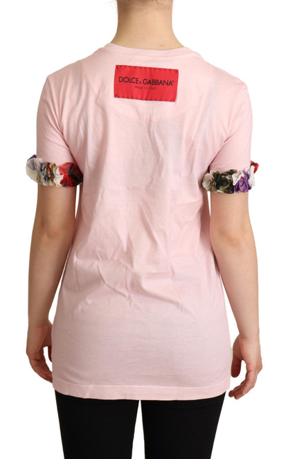 Dolce &amp; Gabbana Elegant Floral Rose Applique T-Shirt